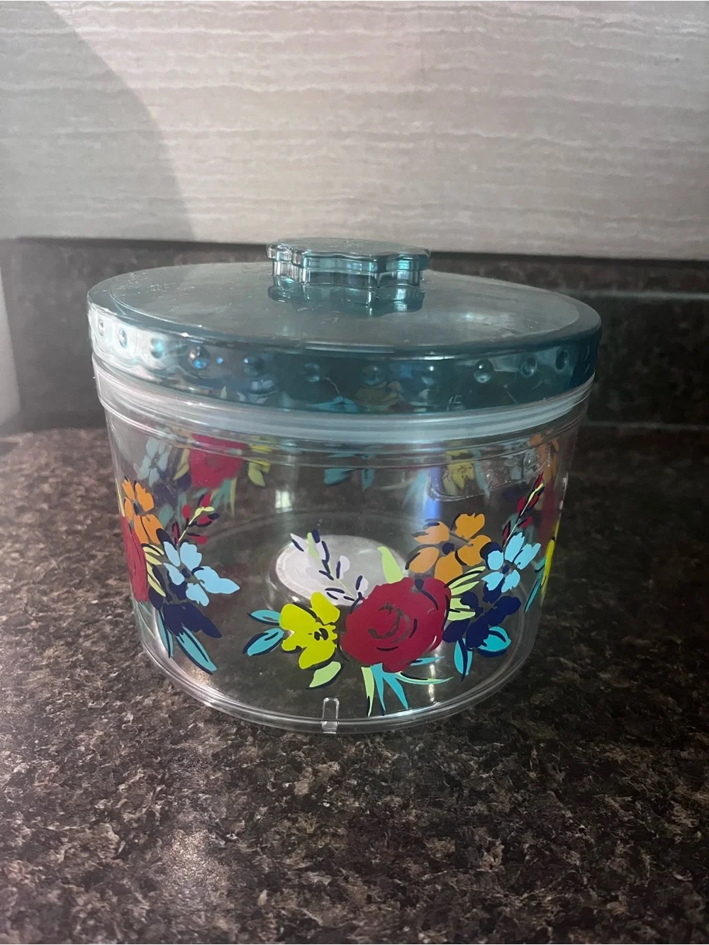 The Pioneer Woman Teal Lidded Floral Acrylic Canister